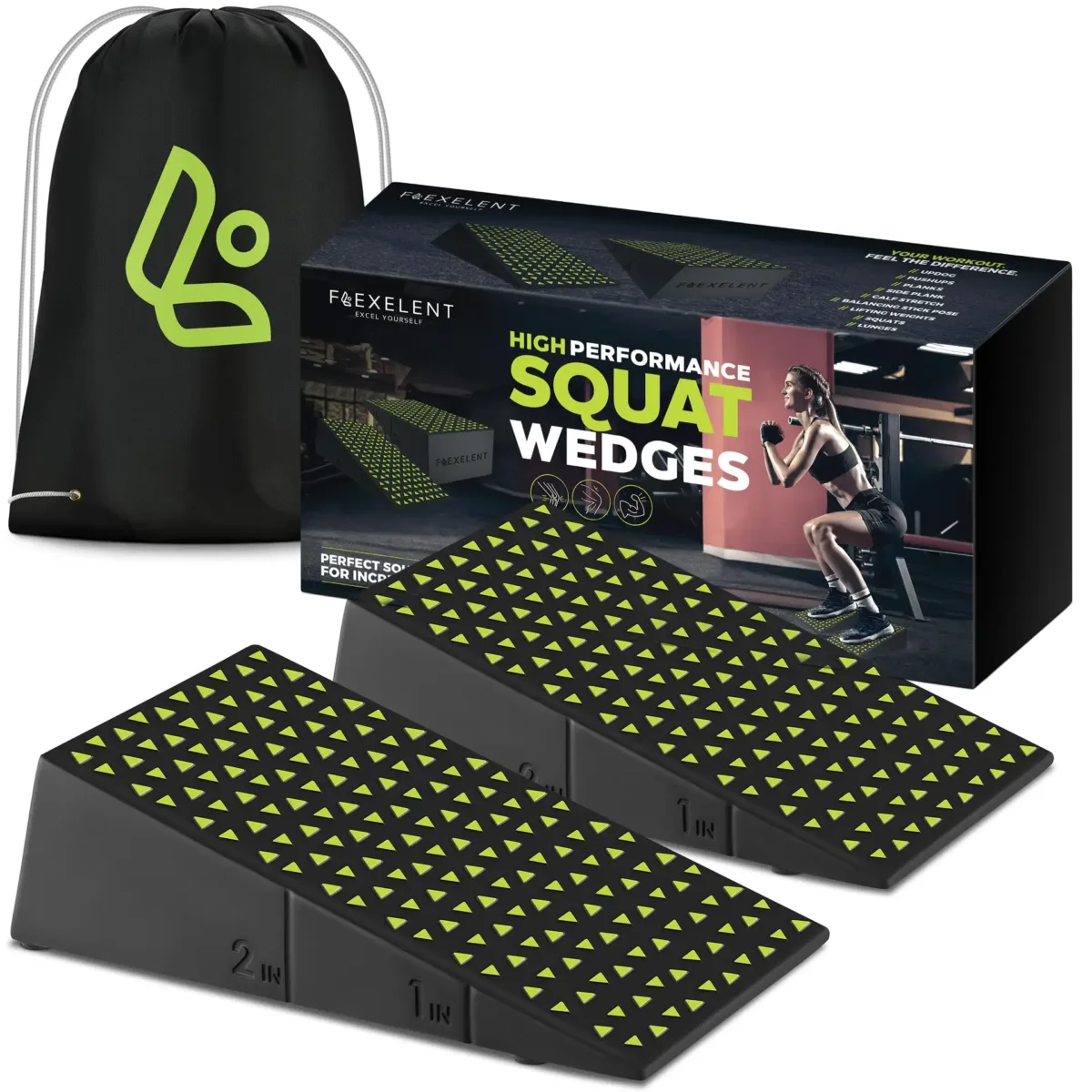 Flexelent High-Performance Squat Wedges with Carry Bag