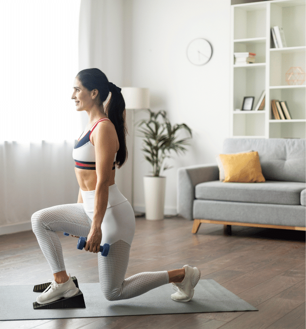 Woman Using Squat Wedges as Part of Home Gym Equipment